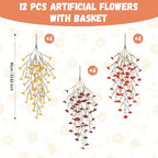 Fake Fall Artificial Outdoor Flowers Plant with Hanging Basket UV Resistant - Image 5