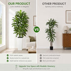 Artificial Dracaena Tree Indoor, 7FT Tall Fake Floor Plants with White Planter & Pebbles, Faux Silk Yucca Tree for Home Office Living Room Bedroom Farmhouse Modern Outdoor Topiary Tree - Image 7