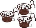 Iron Art Metal Railing Flower Pot Hanging Basket for Indoor Pot Holder Hanger 3 Pack Outdoor Plants Perfect for Porches and Patio Decor Leaf Pattern (Champagne) by Unknown