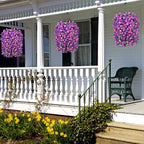 Artificial Fake Hanging Flowers with Basket for Outdoor Decoration,UV Resistant Faux Silk Daisy Flowers Dark Purple and Fuchsia Orchid Vines in Planter Realistic Hanging Baskets for Home Porch Garden - Image 6