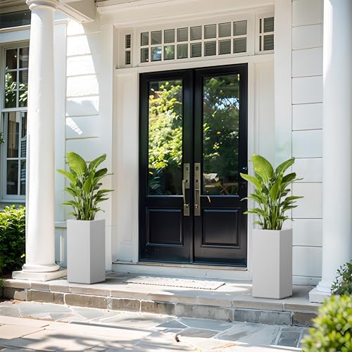 Kante Small Column Square White Concrete Planter 19.9" H, Outdoor - Image 5