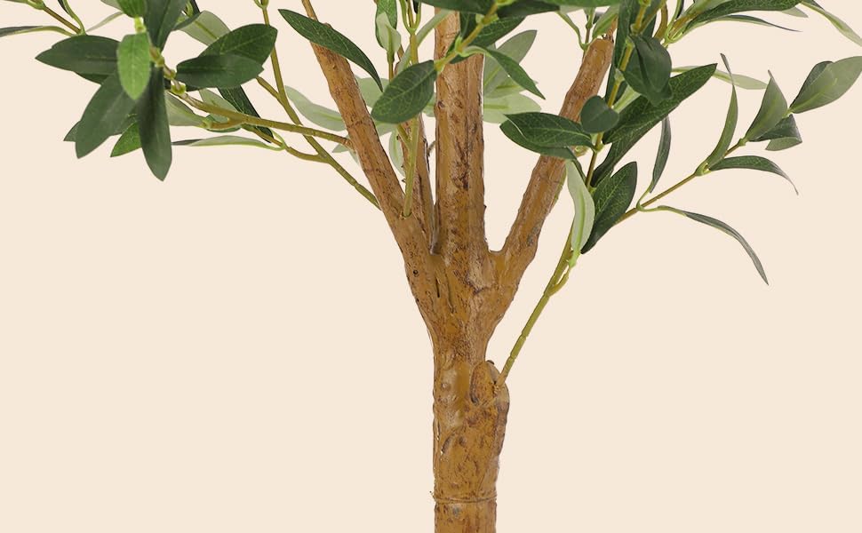 Artificial Olive Tree 5FT Tall Faux Silk Plant for Home Office Decor Indoor Fake Potted Tree, with Moss, Black Nursery Pot, Artificial Silk Plant, Designed Faux Wood Trunk and Realistic Fruit - Image 5