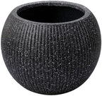 Marlo Fiberstone Round Planter, Ribbed Finishes (L, Black) by DEPLALANE