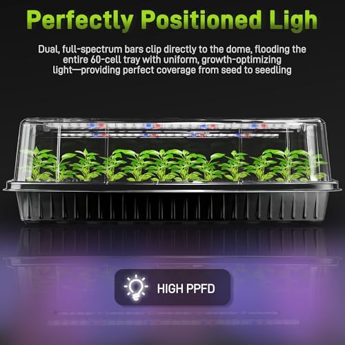 Mulctun 120-Cell Seed Starter Tray with Grow Light, Seedling Starter Trays with 4.08" Humidity Dome, Self-Watering Plant Germination Trays,Seed Starter Kit for Seeds Growing (Black) - Image 3