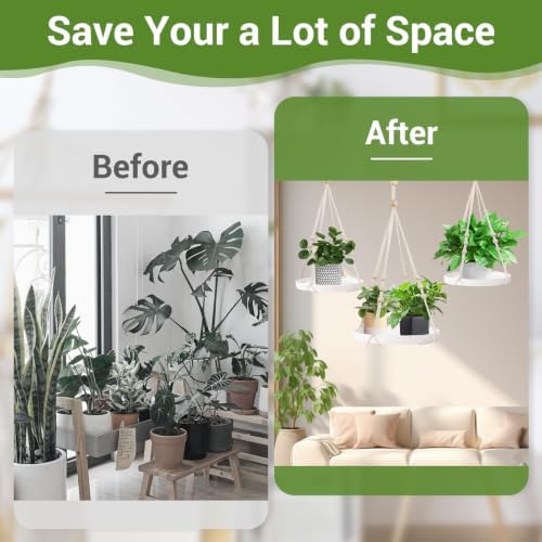 GREANER Macrame Plant Hangers Indoor, 2 Sets Hanging Planter Rack - Image 4