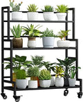 YIZAJIA Plant Stand Indoor Outdoor Tiered Stands Shelf With wheel 3 Tier by YIZAIJIA