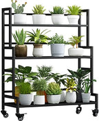 YIZAJIA Plant Stand Indoor Outdoor Tiered Stands Shelf With wheel 3 Tier by YIZAIJIA