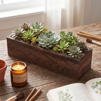 Dandat 4 Set Wood Boxes for Centerpieces 16x4 Inch Rectangle Wooden Planter Box Rustic Wooden Planters with Removable Plastic Liner Floral Foam Blocks for Christmas Wedding Home Garden Decor(Brown) - Image 4