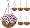 10 inch Metal Hanging Baskets for Plants Outdoor, 6 Pack Metal Wire Hanging Basket Planter with Coco Liner Flower Pots for Indoor Outdoor Garden Porch Patio, Heart-Shaped by NatureCrafted