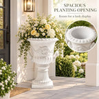 Classical Roman Pedestal Urn Planter, 31.5 Inch, White - Image 3