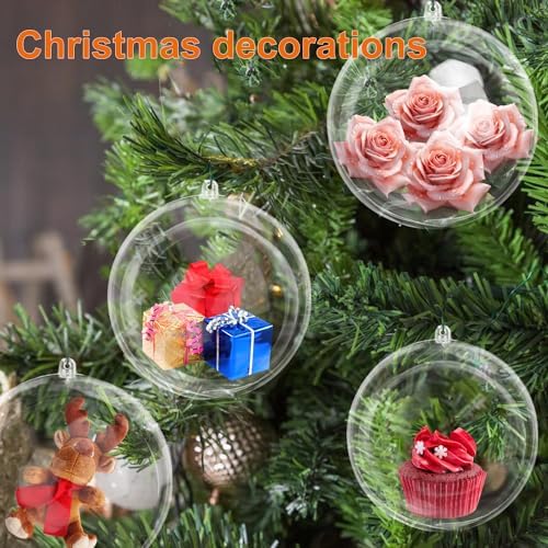 20 Pcs 4.72 Inch Clear Acrylic Fillable Balls, Christmas DIY Fillable Ornaments Balls, Acrylic Ornaments Ball for Christmas, Holidays, Weddings, Parties, and Home Decor - Image 5