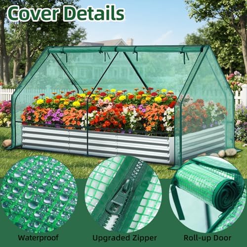 Ohuhu 8x4x1 FT Raised Garden Bed Outdoor with Cover, 3-in-1 Gardening Set - Image 5