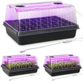 3-Pack Seed Starter Trays with Grow Lights, 5" Tall Humidity Dome & 54-Cell by RooTrimmer
