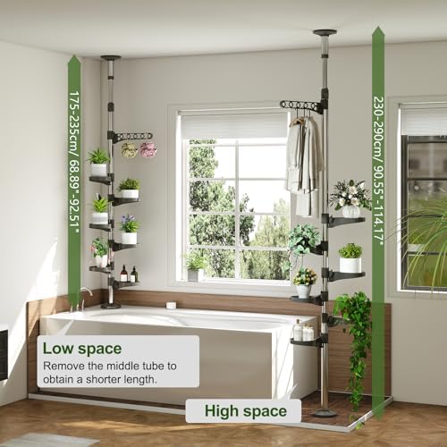 BAOYOUNI 7-Tier Plant Pole Tension Rod Expandable Flower Stand Grey - Image 2