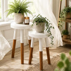 LitaEther Modern Side Table Set of 2, Solid Wood Accent Table,12" D x 12" W x 20" H & 12" D x 12" W x 18" H Small End Table for Living Room Bedroom, Plant Stand, Bathroom Stool, Pedestal Drink Table - Image 4