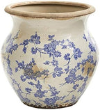 Nearly Natural 10.5in. Tuscan Ceramic Blue Scroll Urn Vase, Green by NearlyNatural