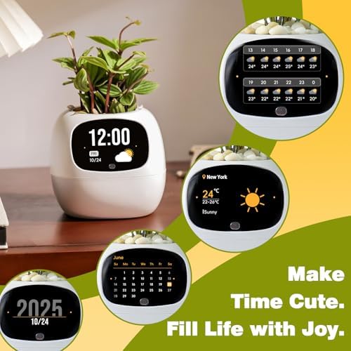 PLANTSIO Smart Plant Pot with Screen, 80ml Self-Watering Planter White - Image 6