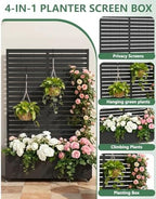 Metal Planter Box with Trellis,70.9"x47.2"x15.7" Raised Garden Bed with Drainage Holes, Privacy Planters for Outdoor Garden Bed for Climbing Plants,Vegetables,and Vines, Black-louvered - Image 4