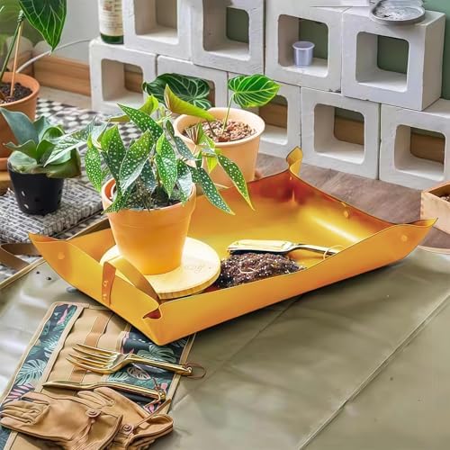 NICENEEDED Plant Repotting Mat, Waterproof Leather Plant Transplanting Mats, Indoor Succulent Potting Mat for Change Soil and Watering, Portable Gardening Mats for Transplant (30" X 18") - Image 4