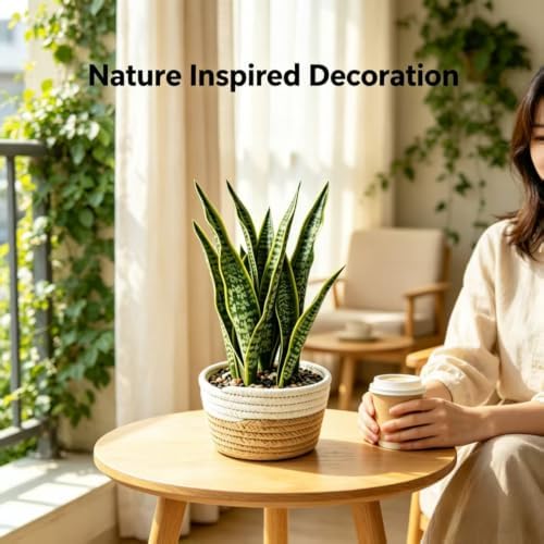 15"Artificial Snake Plant in Handwoven Rattan Planter Sansevieria Faux Indoor Branches with Lush Realistic Green Leaves Fake Potted Plants for Desk Living Room Office, Bedroom Home and Indoor Decor - Image 4