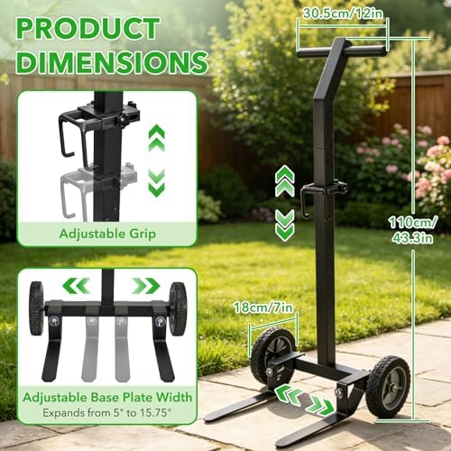 Garden Pot Mover Heavy Duty 175 LBS Plant Mover Cart with Adjustable Grabbing Arm, Strap & Suction Cups, Plant Caddy with Wheels for Indoor Outdoor Planters - Image 4