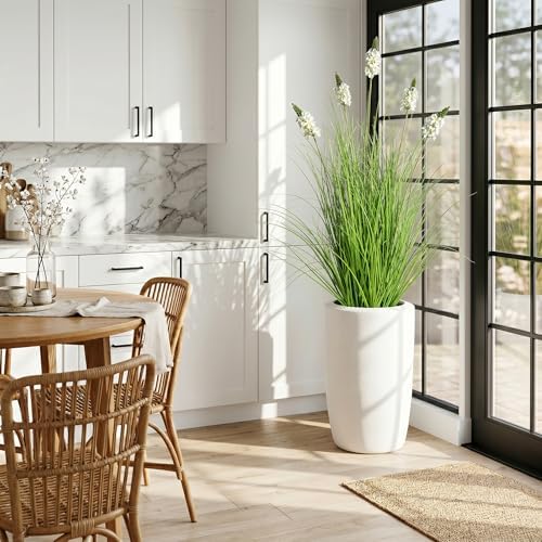Fake Grass 3FT - Artificial Plants with Hyacinth Flowers, 2 Pack Ornamental Tall Grass Greenery with Pot, Fake Plant for Indoor Outdoor, Office Patio Decor, New Home Gift, White - Image 6