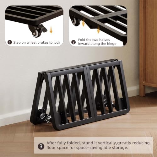22" Metal Plant Caddy with Wheels 1 Pack Rolling Plant Stand, Black - Image 6