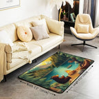 Erosebridal Bear Area Rug 4'11" x 3'3" Camper Living Room Rugs Moose Birds Woodland Bonfire Animals Decorative Carpet Eagle Lake Sunset Deer Boat Indoor Floor Mat - Image 2