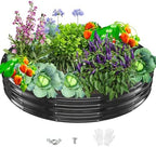 Durable Round Galvanized Steel Raised Garden Bed for Planting,Round Galvanized Steel Fire Ring/Fir Pit for Outdoor- 6×6×1FT,0.8MM Thick (Black, 72 ins Diameter x 12 ins high) by zbzbml