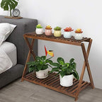 Wood Plant Stand Shelf Indoor Outdoor 2 Tier Plant Bench Corner - Image 6