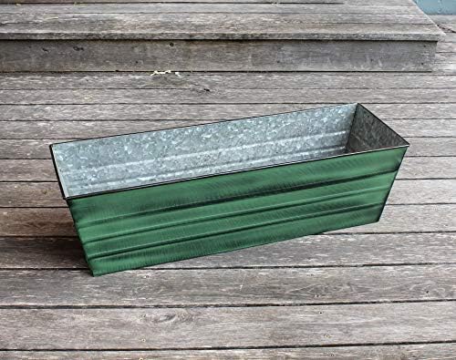 Achla Designs Galvanized Window Flower Box Planter-Green-Large (35.5" L x 11" W x 9.5" D) - Image 7
