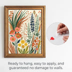Framed Canvas Wall Art Bohemian Gouache Desert Wildflowers Coral and Green Botanical Canvas Print Poster Gold Frame Wall Decor for Living Room Boho Home Decor, Floral Print - Inch 24x36 - Image 2