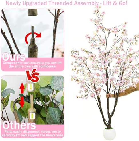 Caxchiling Artificial Cherry Blossom Tree 5FT, Pink Faux Floor Tree - Image 4