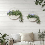 2-Piece Metal Planter Wall Hanging Baskets Decor Half-Moon Wall Mount Planter Set for Shabby Chic Farmhouse Outdoor Indoor Wall Decor - Image 5