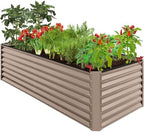 Best Choice Products 8x4x2ft Outdoor Metal Raised Garden Bed, Deep Root Planter Box for Vegetables, Herbs & Flowers, 478-Gallon Capacity, 100% Non Toxic Materials - Taupe by BestChoiceProducts