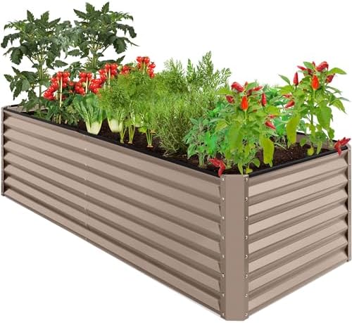 Best Choice Products 8x4x2ft Outdoor Metal Raised Garden Bed, Deep Root Planter Box for Vegetables, Herbs & Flowers, 478-Gallon Capacity, 100% Non Toxic Materials - Taupe by BestChoiceProducts