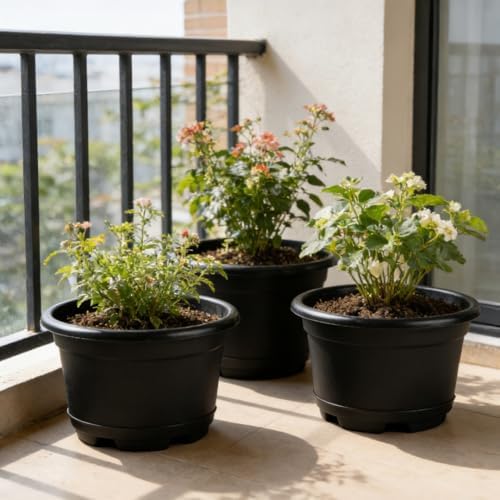 KPUVX 5 Pack 8.5 inch Plant Pot, Indoor Flower Pots - Image 2