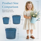 Ceramic Planters Set, 15/12/9 in Large Flower Pots, Antique Blue-B - Image 3