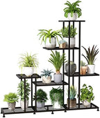 Twhep Heavy Duty Metal Plant Stand, 5 Tiers Multifunctional Plant Stand for Indoor Outdoor, for Tall Large Rack for Living Room Garden Balcony, Black by Twhep