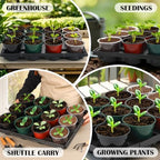 RooTrimmer 12 Cell Round Nursery Pot Trays Thickened Durable Seedling Pots Shuttle Carrying Trays for Holding 4 Inch Nursery Pots (16.85" × 12.6", 20-Pack) - Image 6