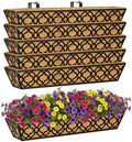 Y&M 6Pcs 30 Inch Large Window Box Railing Planter with Coco Liner, Outdoor Window Flower Boxes Over The Railing Planter Boxes Deck Fence Porch Patio Planter by YM