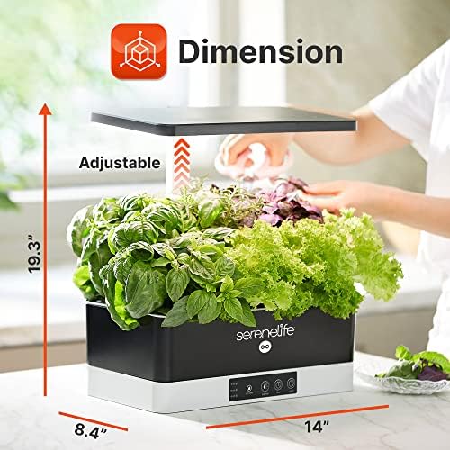 SereneLife Hydroponic Herb Garden 11 Pods, Indoor Growing System,Smart Indoor Plant System w/Height Adjustable LED Grow Light (Black) - Image 3