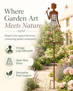 Vintage Lady Garden Trellis Stake Metal Climbing Plant Support - Image 2