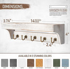 Rebee Vision Key Holder Wall Mount with Shelf for Living Room, Whitewash - Image 2