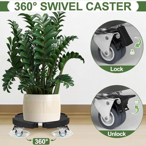 ToLanbbt 4 Pack Plant Caddy Stands with 360° Wheels Adjustable 15-22 in Rolling Stands Heavy Duty Large Plant Carts Dolly with Casters 440lbs Capacity for Large Planter, Garden Pot, Flower Pot, Black - Image 4