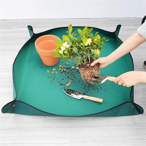 Oxford Cloth Planting Mat 50-150cm Gardening Potting Pad Foldable Garden Plant Flower Pot Transplanting Waterproof Mats for Indoor Plant Repotting(Green 100x100cm) - Image 2