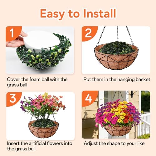 Halatool Hanging Baskets with Artificial Flowers, All Season Home Decor - Image 5