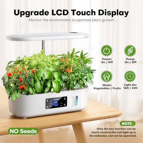Ahopegarden Indoor Garden Hydroponics Growing System 12 Pods with LCD Touch Panel White & 52PCS Hydroponics Pods Kit - Image 4