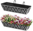 2 Pack 24 Inch Window Boxes Planters Railing Planter Box with Adjustable Brackets & Non-Woven Fabric Plant Grow Bags Deck Railing Planter Boxes Balcony Hanging Flower Box for Outdoor Plants by KarlliuHOMEGARDEN