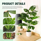 Der Rose 28" Fake Plants Large Artificial Monstera Faux Potted Plants Indoor Tall for Outdoor Living Room House Floor Front Porch Tree Decor (Pack of 2) - Image 4